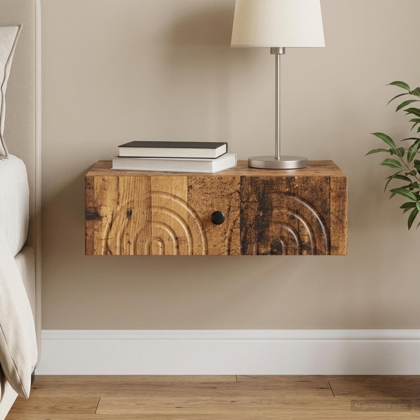 vidaXL Wall-Mounted Side Table Wall-mounted Old Wood 59 x 34.5 x 17 cm