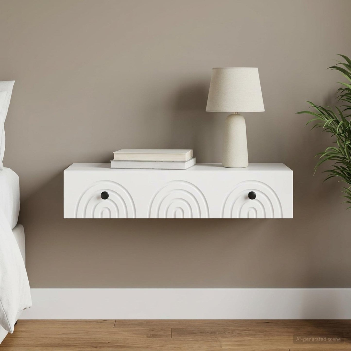 vidaXL Wall-Mounted Side Table Wall-mounted White 87.5 x 34.5 x 17 cm