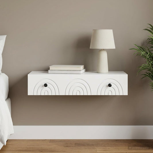 vidaXL Wall-Mounted Side Table Wall-mounted White 87.5 x 34.5 x 17 cm
