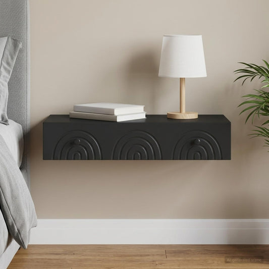 vidaXL Wall-Mounted Side Table Wall-mounted Black 87.5 x 34.5 x 17 cm