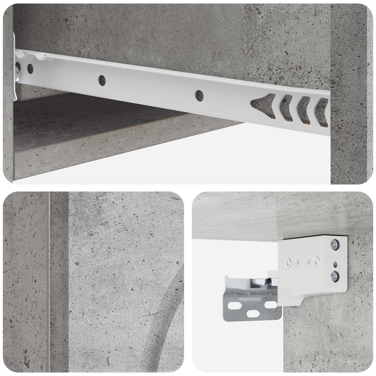 vidaXL Wall-Mounted Side Table Concrete Grey 87.5 x 34.5 x 17 cm