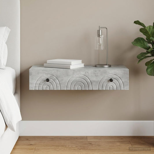 vidaXL Wall-Mounted Side Table Concrete Grey 87.5 x 34.5 x 17 cm