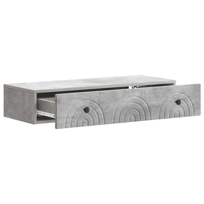 vidaXL Wall-Mounted Side Table Concrete Grey 87.5 x 34.5 x 17 cm
