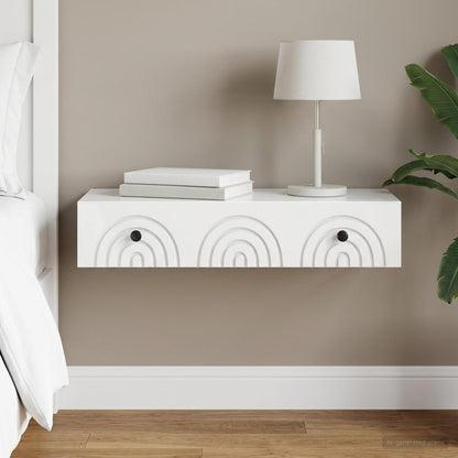 vidaXL Wall-Mounted Side Table High Gloss White 87.5 x 34.5 x 17 cm
