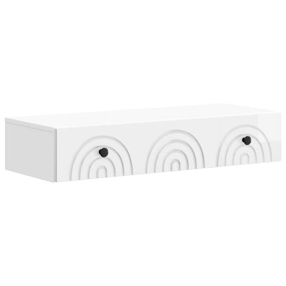 vidaXL Wall-Mounted Side Table High Gloss White 87.5 x 34.5 x 17 cm