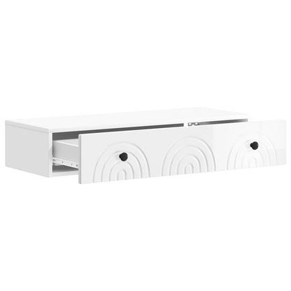 vidaXL Wall-Mounted Side Table High Gloss White 87.5 x 34.5 x 17 cm