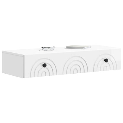 vidaXL Wall-Mounted Side Table High Gloss White 87.5 x 34.5 x 17 cm