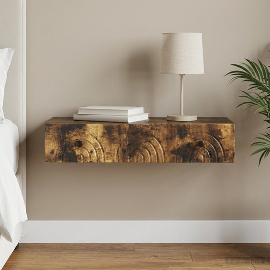 vidaXL Wall-Mounted Side Table Smoked Oak 87.5 x 34.5 x 17 cm