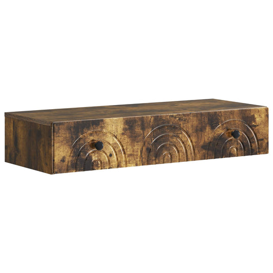 vidaXL Wall-Mounted Side Table Smoked Oak 87.5 x 34.5 x 17 cm