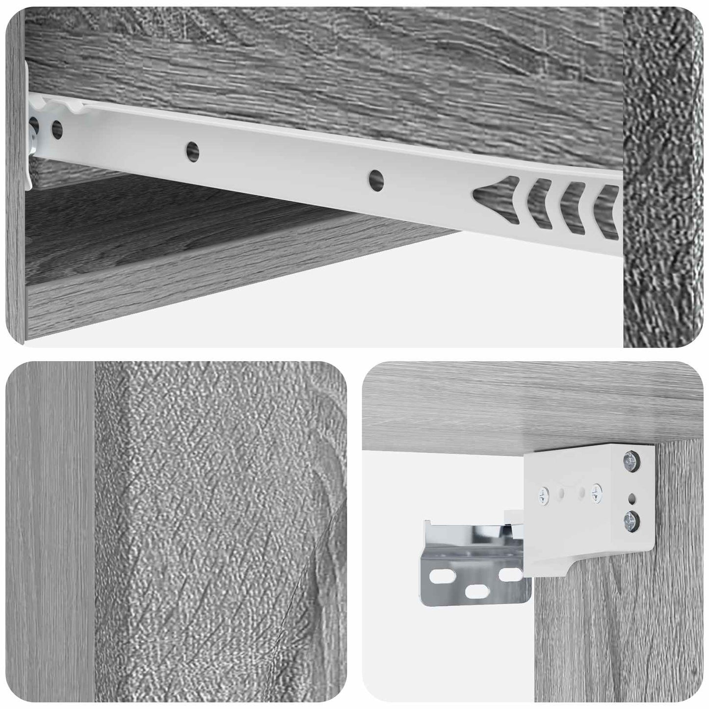 vidaXL Wall-Mounted Side Table Grey Sonoma 87.5 x 34.5 x 17 cm