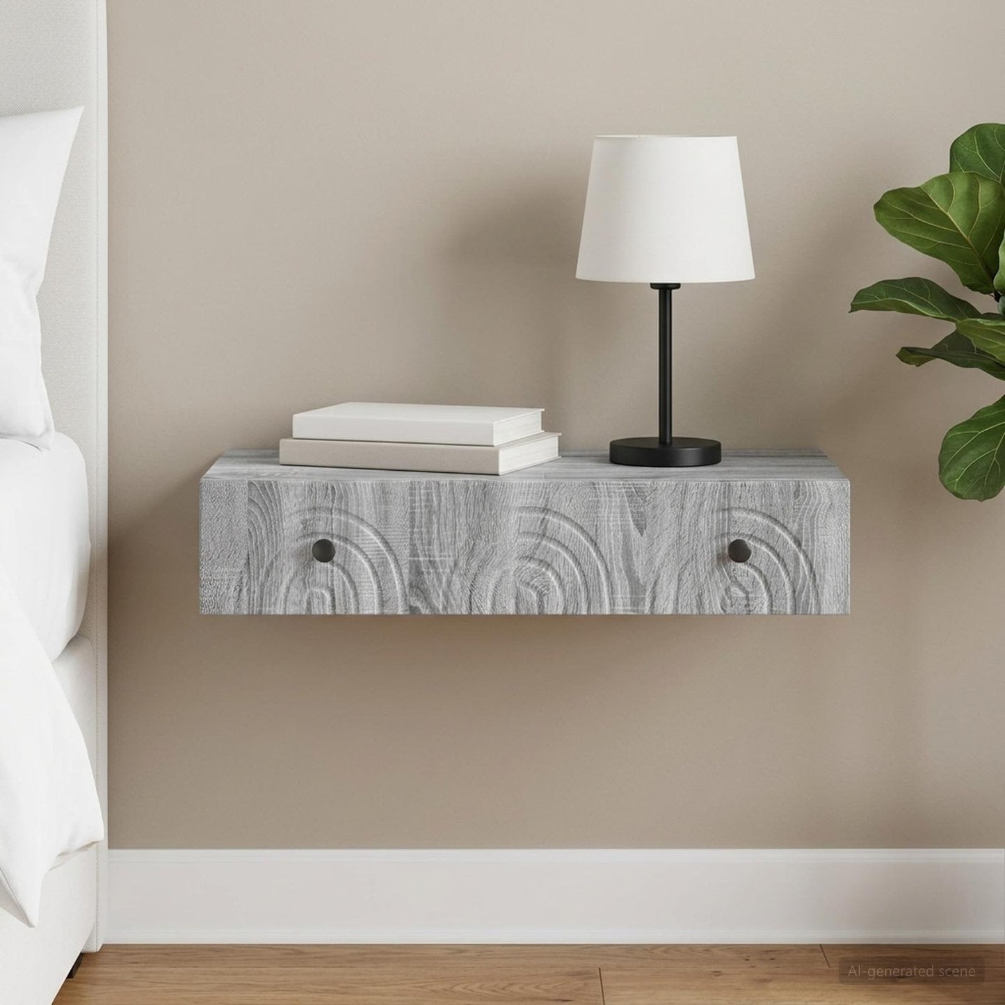 vidaXL Wall-Mounted Side Table Grey Sonoma 87.5 x 34.5 x 17 cm