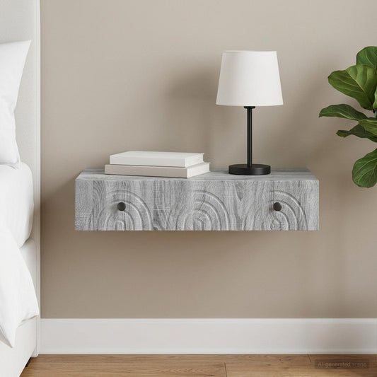 vidaXL Wall-Mounted Side Table Grey Sonoma 87.5 x 34.5 x 17 cm