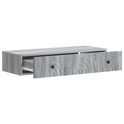 vidaXL Wall-Mounted Side Table Grey Sonoma 87.5 x 34.5 x 17 cm