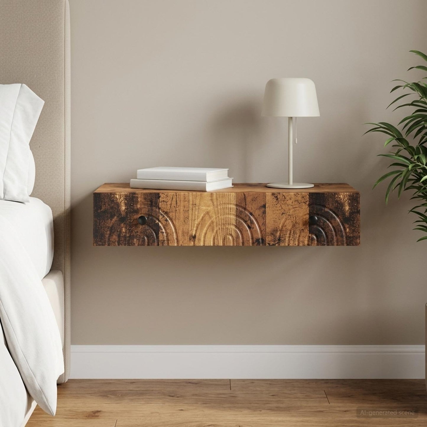 vidaXL Wall-Mounted Side Table Old Wood 87.5 x 34.5 x 17 cm