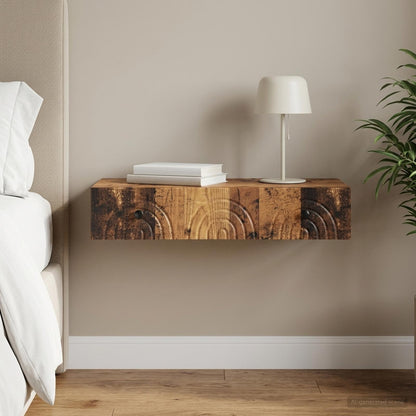 vidaXL Wall-Mounted Side Table Old Wood 87.5 x 34.5 x 17 cm