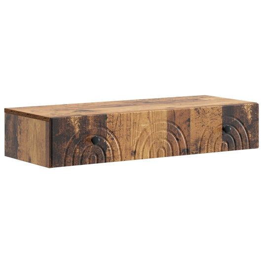 vidaXL Wall-Mounted Side Table Old Wood 87.5 x 34.5 x 17 cm