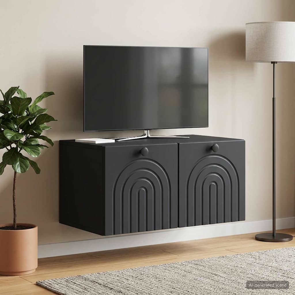 vidaXL Wall-Mounted TV Cabinet Black 59.5 x 41 x 30 cm Engineered Wood