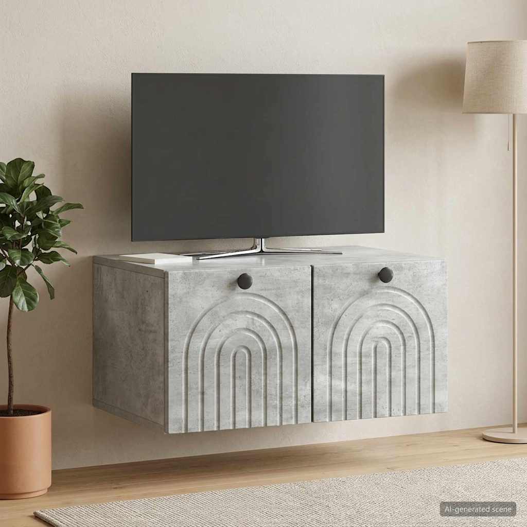 vidaXL Wall-Mounted TV Cabinet Concrete Grey 59.5 x 41 x 30 cm