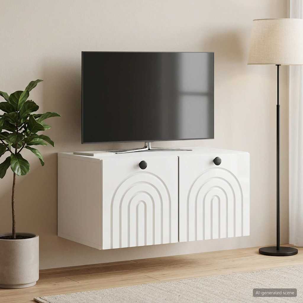 vidaXL Wall-Mounted TV Cabinet High Gloss White 59.5 x 41 x 30 cm