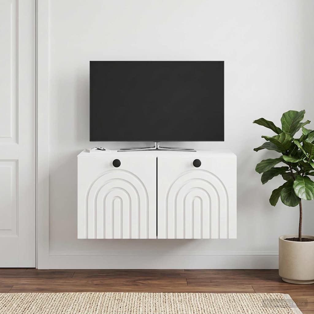 vidaXL Wall-Mounted TV Cabinet High Gloss White 59.5 x 41 x 30 cm