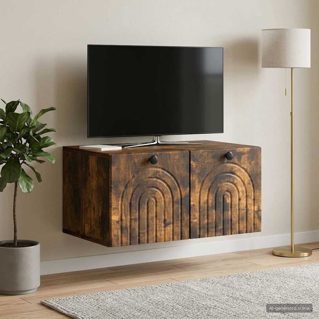 vidaXL Wall-Mounted TV Cabinet Smoked Oak 59.5 x 41 x 30 cm