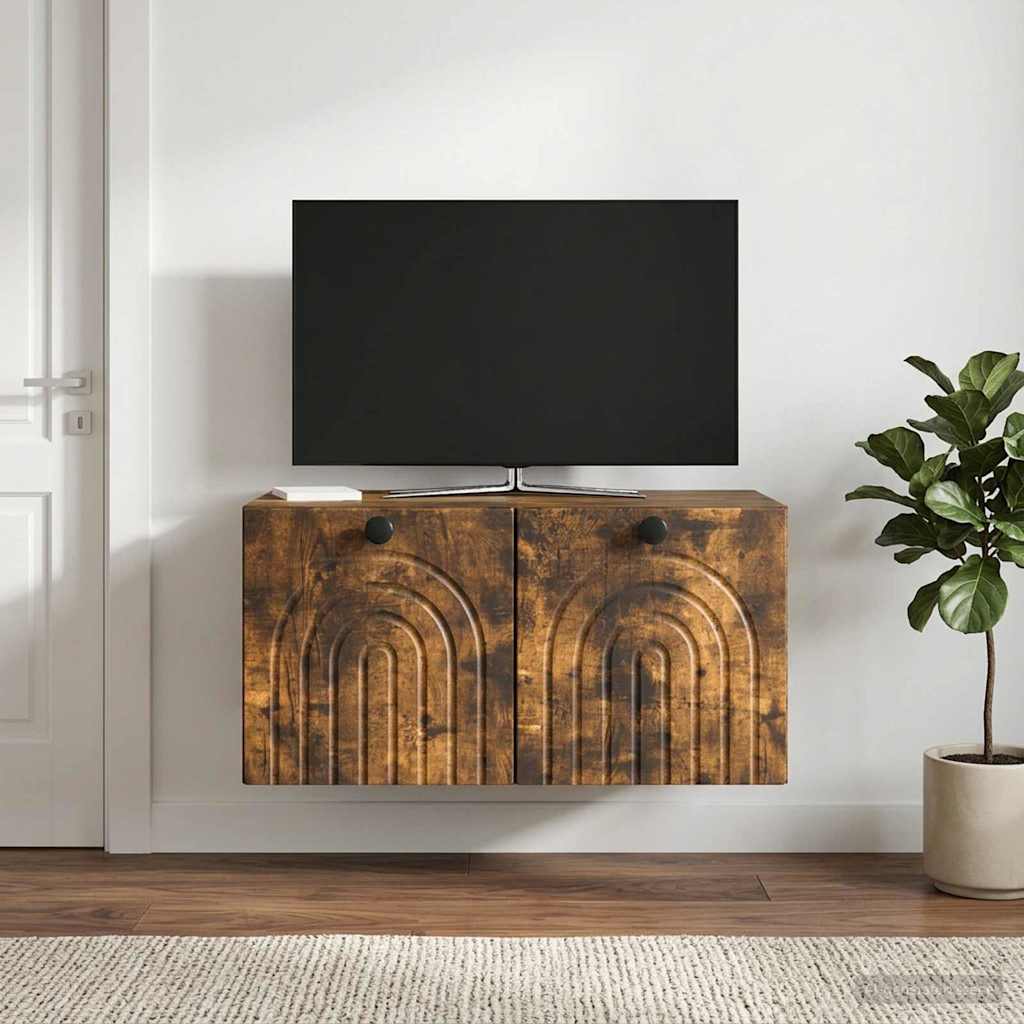vidaXL Wall-Mounted TV Cabinet Smoked Oak 59.5 x 41 x 30 cm