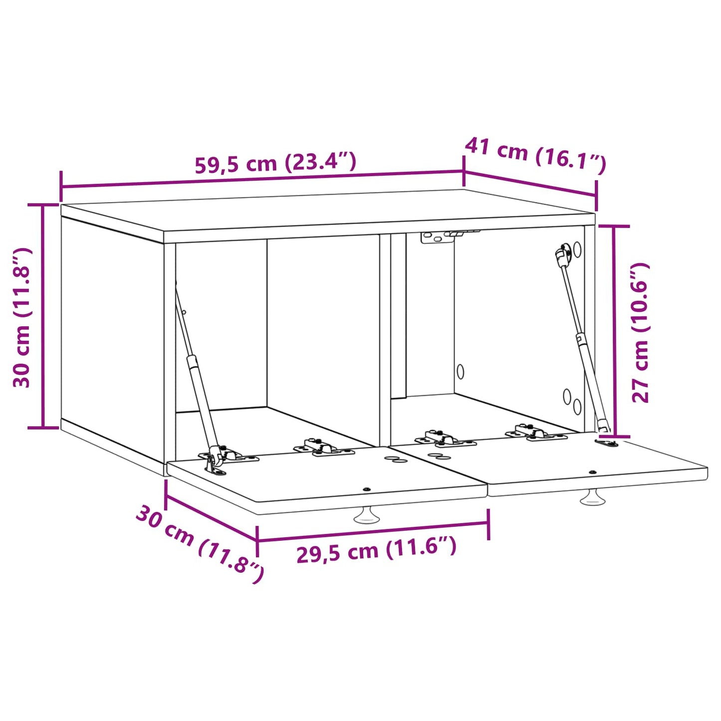 vidaXL Wall-Mounted TV Cabinet Smoked Oak 59.5 x 41 x 30 cm