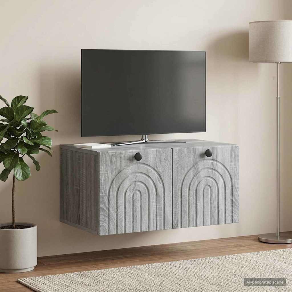 vidaXL Wall-Mounted TV Cabinet Grey Sonoma 59.5 x 41 x 30 cm