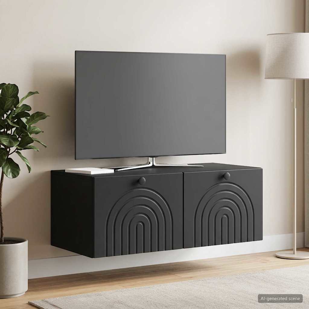 vidaXL Wall-Mounted TV Cabinet Black 78.5 x 41 x 30 cm Engineered Wood