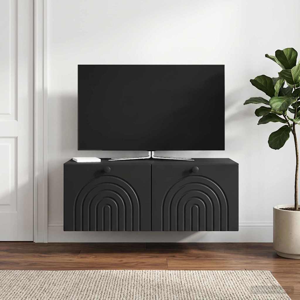 vidaXL Wall-Mounted TV Cabinet Black 78.5 x 41 x 30 cm Engineered Wood