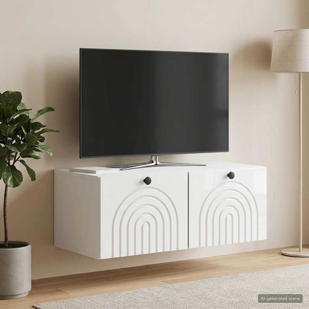 vidaXL Wall-Mounted TV Cabinet High Gloss White 78.5 x 41 x 30 cm