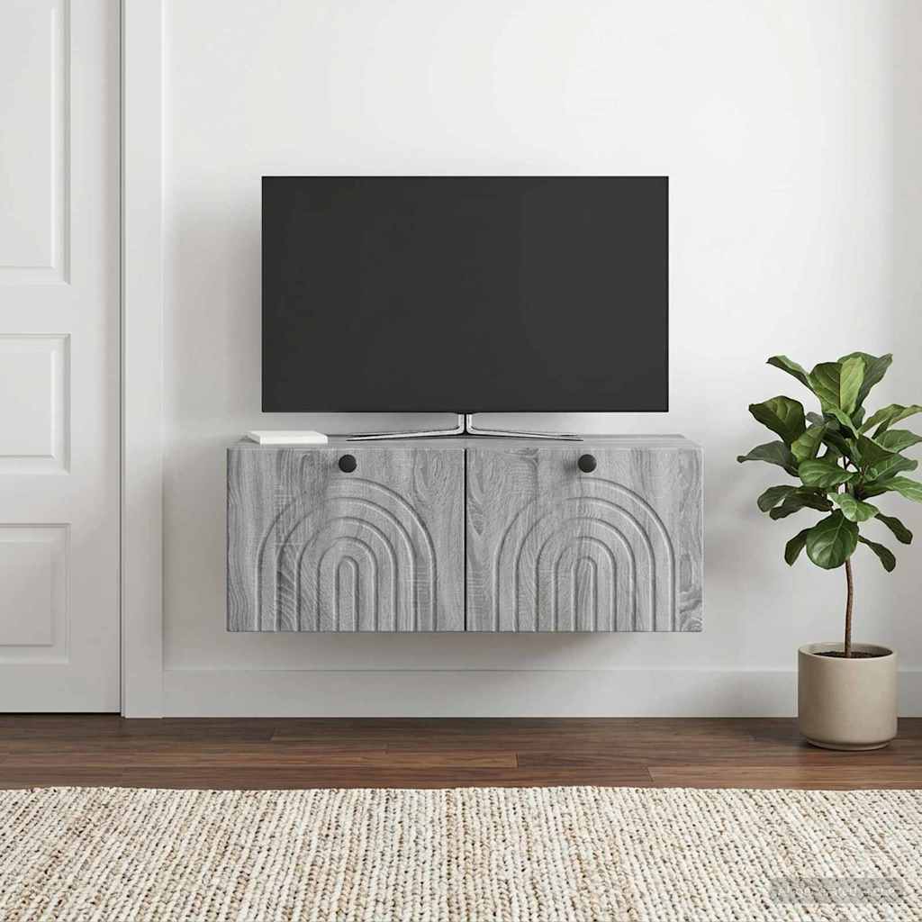 vidaXL Wall-Mounted TV Cabinet Grey Sonoma 78.5 x 41 x 30 cm