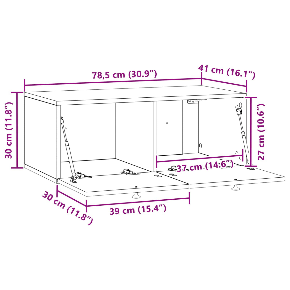 vidaXL Wall-Mounted TV Cabinet Wall-mounted Old Wood 78.5 x 41 x 30 cm