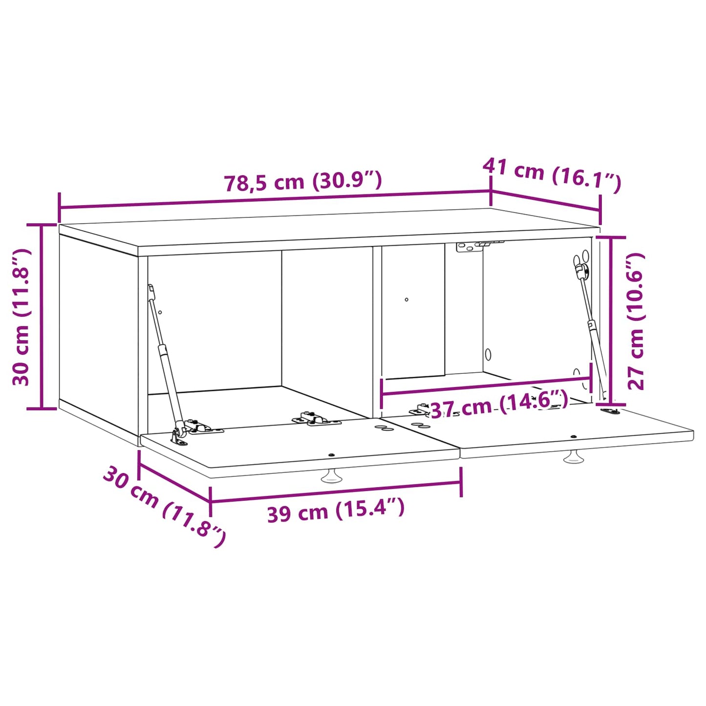 vidaXL Wall-Mounted TV Cabinet 78.5 x 41 x 30 cm Artisan Oak