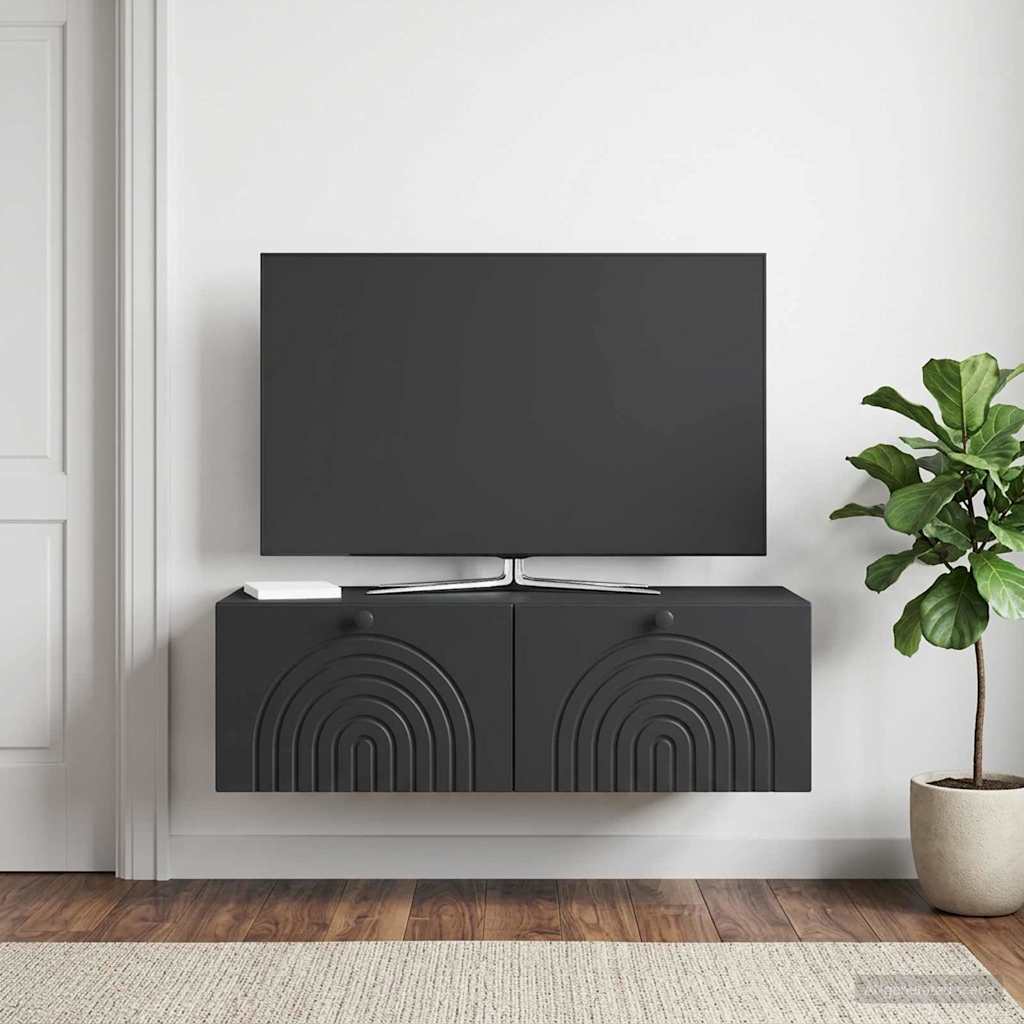 vidaXL Wall-Mounted TV Cabinet Black 99 x 41 x 30 cm Engineered Wood