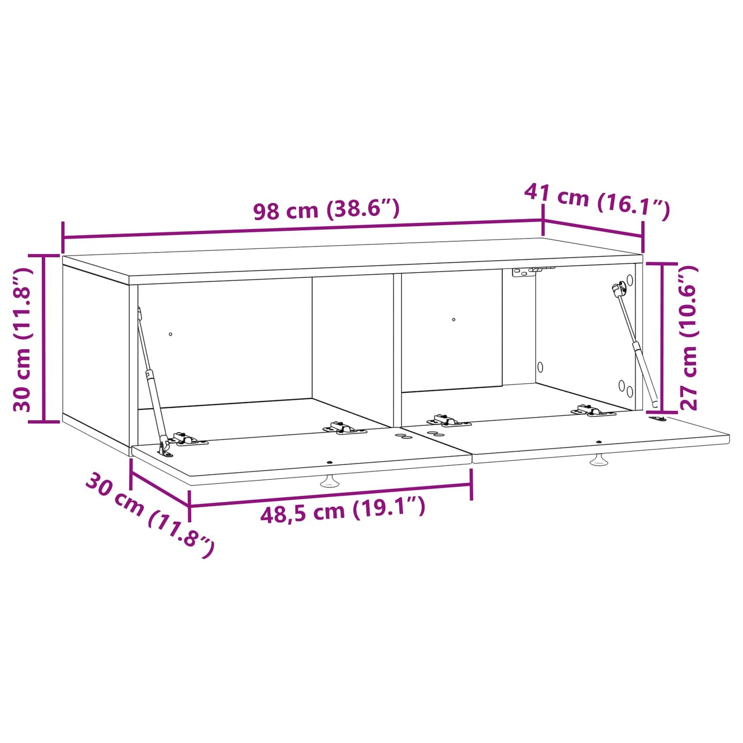 vidaXL Wall-Mounted TV Cabinet Black 99 x 41 x 30 cm Engineered Wood