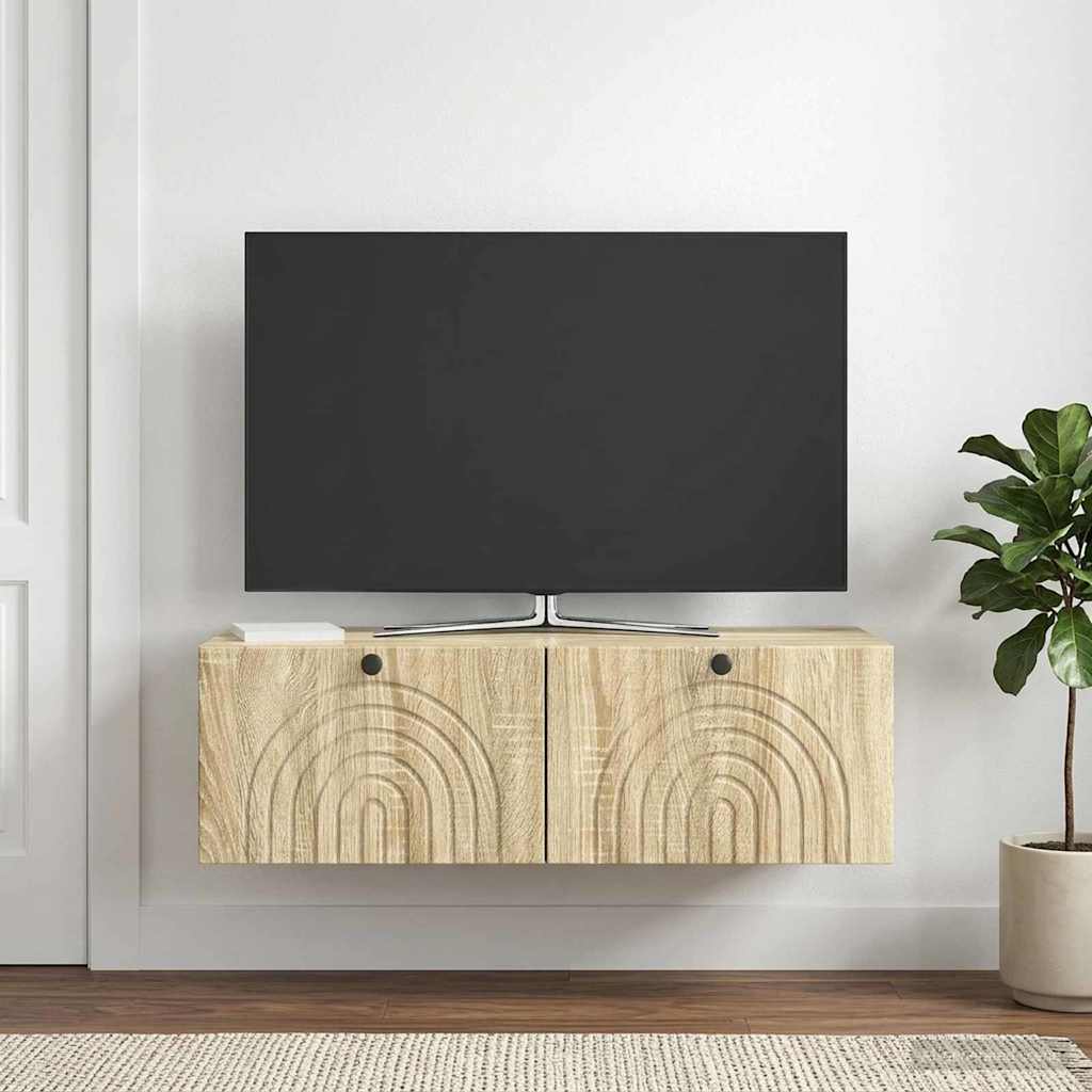 vidaXL Wall-Mounted TV Cabinet Wall-mounted Sonoma Oak 98 x 41 x 30 cm