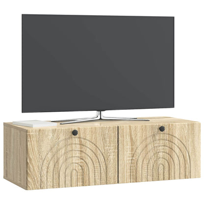 vidaXL Wall-Mounted TV Cabinet Wall-mounted Sonoma Oak 98 x 41 x 30 cm