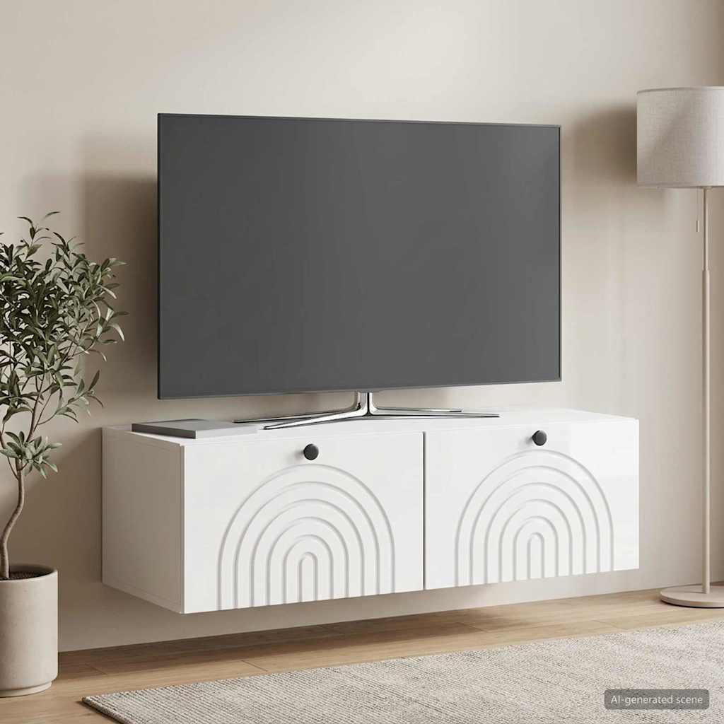 vidaXL Wall-Mounted TV Cabinet High Gloss White 98 x 41 x 30 cm