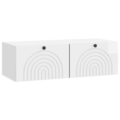 vidaXL Wall-Mounted TV Cabinet High Gloss White 98 x 41 x 30 cm