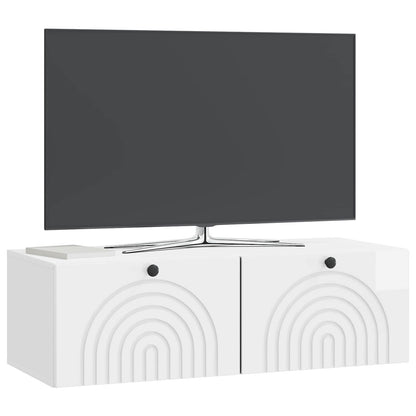 vidaXL Wall-Mounted TV Cabinet High Gloss White 98 x 41 x 30 cm