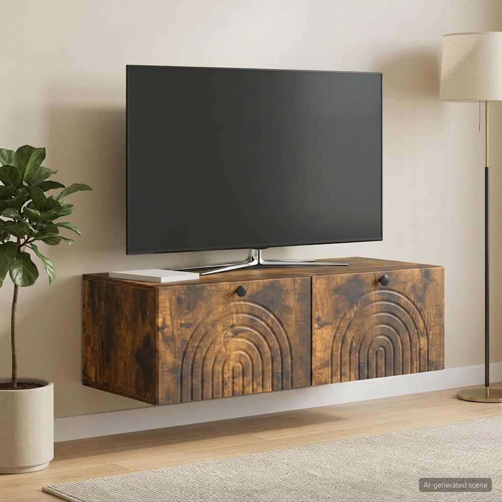 vidaXL Wall-Mounted TV Cabinet Wall-mounted Smoked Oak 99 x 41 x 30 cm