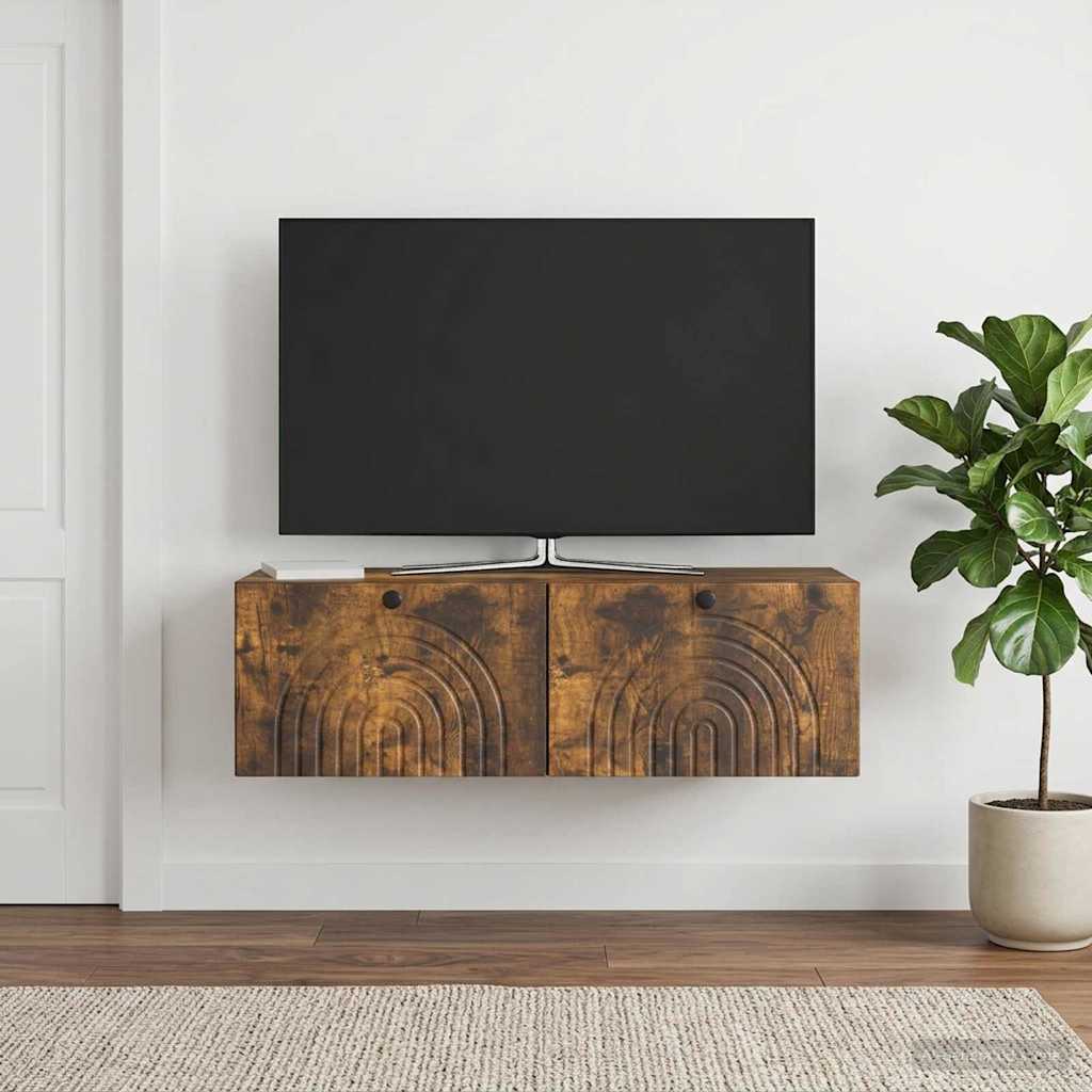 vidaXL Wall-Mounted TV Cabinet Wall-mounted Smoked Oak 99 x 41 x 30 cm