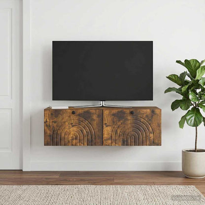 vidaXL Wall-Mounted TV Cabinet Wall-mounted Smoked Oak 99 x 41 x 30 cm
