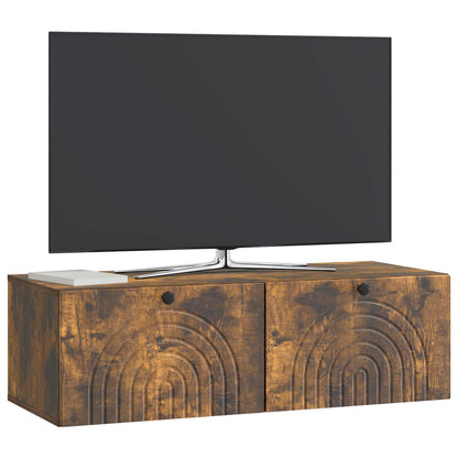 vidaXL Wall-Mounted TV Cabinet Wall-mounted Smoked Oak 99 x 41 x 30 cm