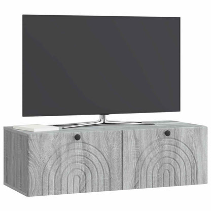 vidaXL Wall-Mounted TV Cabinet Grey Sonoma 99 x 41 x 30 cm