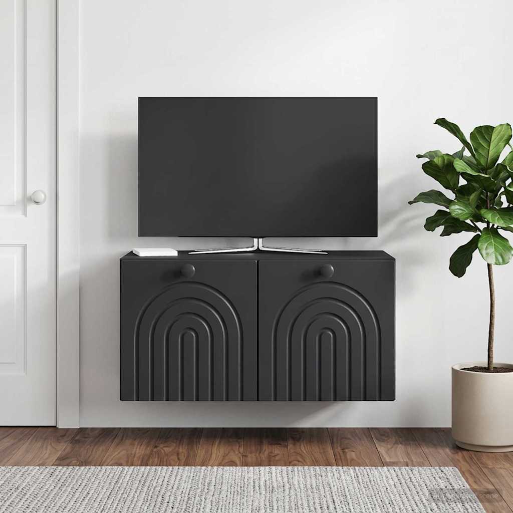 vidaXL Wall-Mounted TV Cabinet Black 59.5 x 31 x 30 cm Engineered Wood