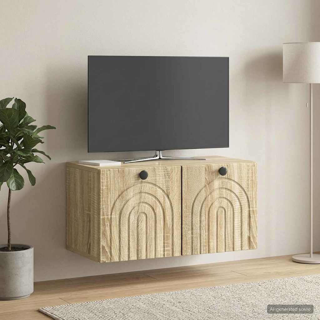 vidaXL Wall-Mounted TV Cabinet Sonoma Oak 59.5 x 31 x 30 cm