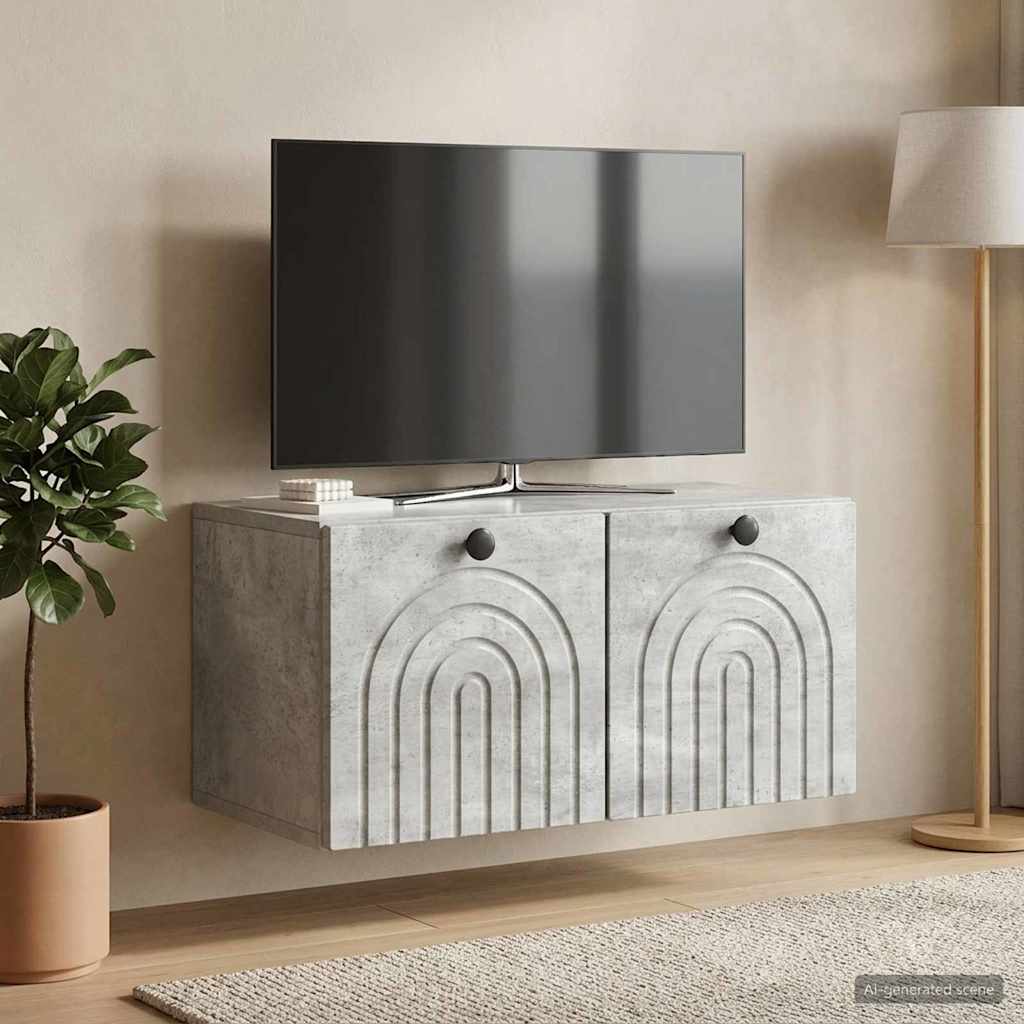 vidaXL Wall-Mounted TV Cabinet Concrete Grey 59.5 x 31 x 30 cm