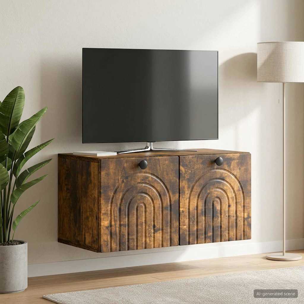 vidaXL Wall-Mounted TV Cabinet Smoked Oak 59.5 x 31 x 30 cm